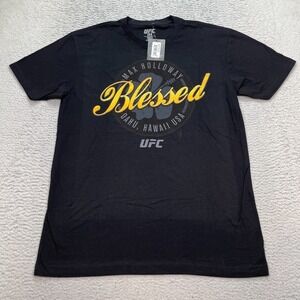 UFC Max Blessed Holloway T-Shirt Men's Black Top Size Medium Cotton